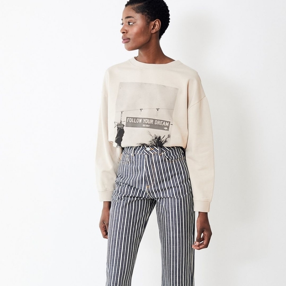 NWT Ganni Mixed Striped Denim Pants Size 26 - Picture 2 of 13